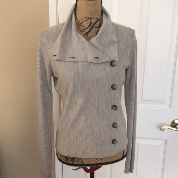 Theory Gray Kila Preen Moto Cardigan button up collar Jacket L - Picture 3 of 10
